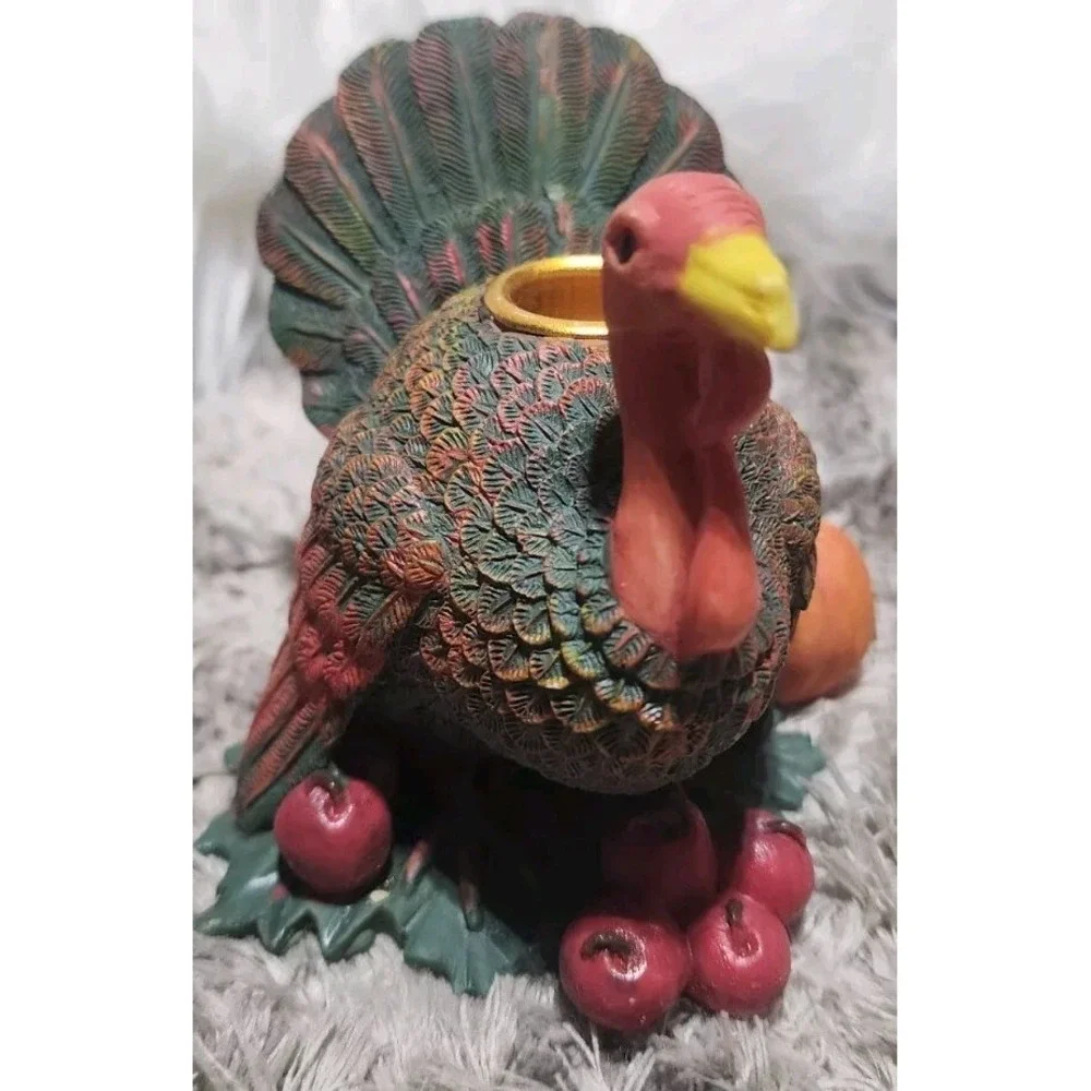 2pc Vintage Turkey Candle Holders Thanksgiving Two‎ Turkey Set Fall